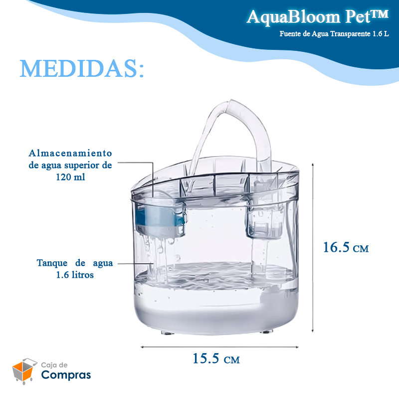 AquaBloom Pet™ - Fuente de Agua Transparente 1.6 L
