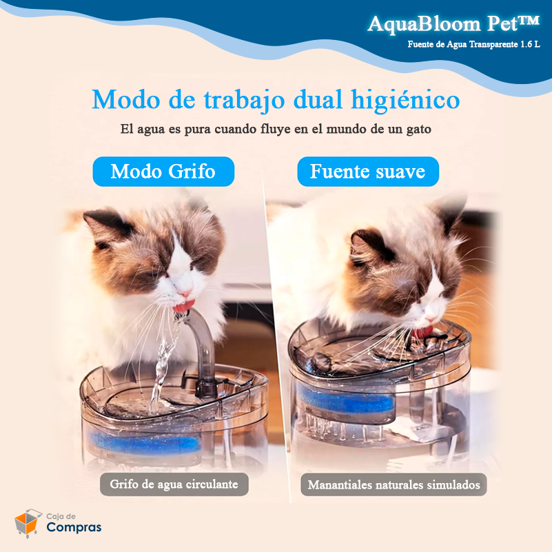 AquaBloom Pet™ - Fuente de Agua Transparente 1.6 L