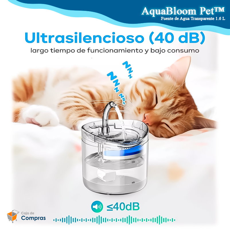 AquaBloom Pet™ - Fuente de Agua Transparente 1.6 L