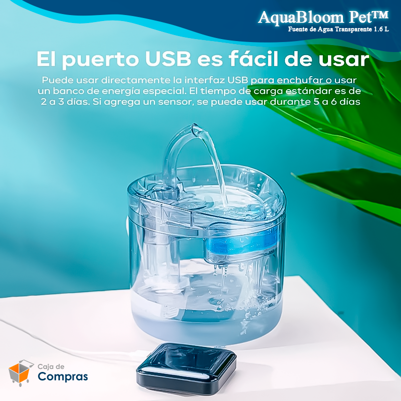 AquaBloom Pet™ - Fuente de Agua Transparente 1.6 L