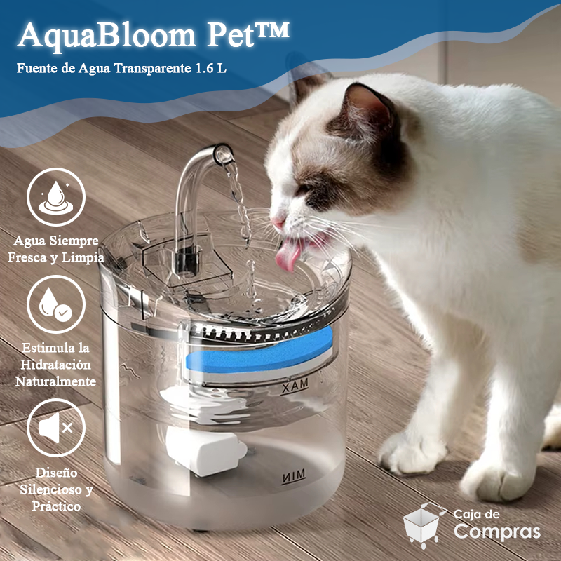 AquaBloom Pet™ - Fuente de Agua Transparente 1.6 L