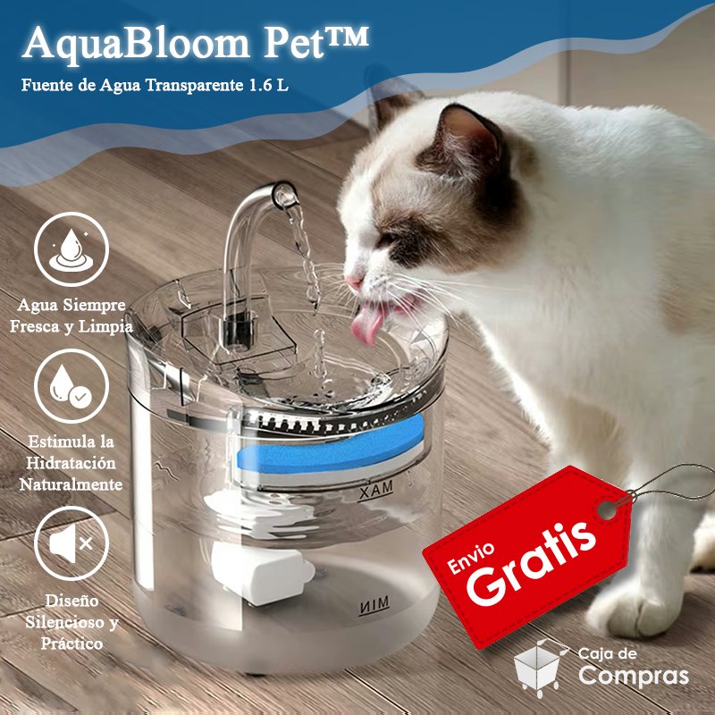 AquaBloom Pet™ - Fuente de Agua Transparente 1.6 L