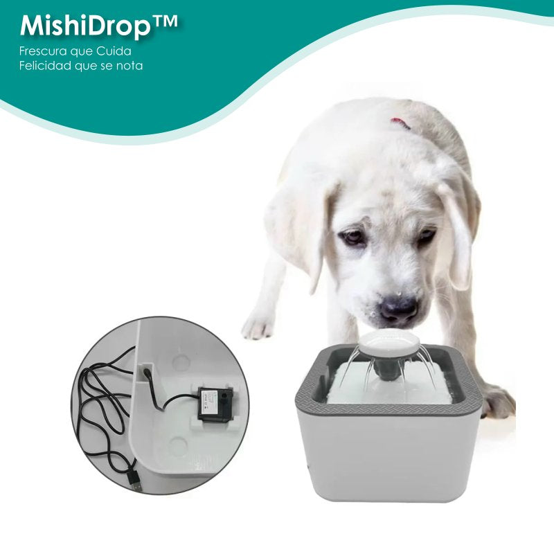 Fuente de Agua Electrica Cuadrada - MishiDrop™ / Agua limpia 24/7 con 2 filtros recargables
