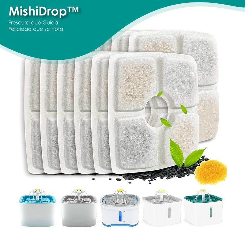 Fuente de Agua Electrica Cuadrada - MishiDrop™ / Agua limpia 24/7 con 2 filtros recargables