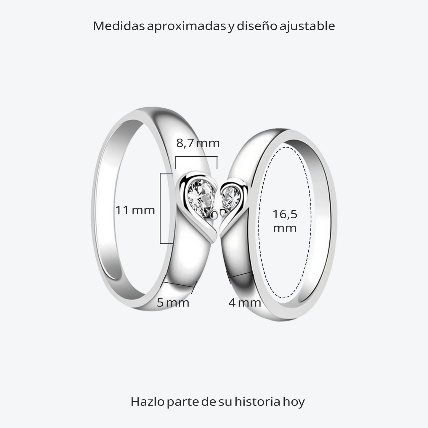 Set de 2 anillos HeartBond™ ajustable para parejas - Caja de Compras