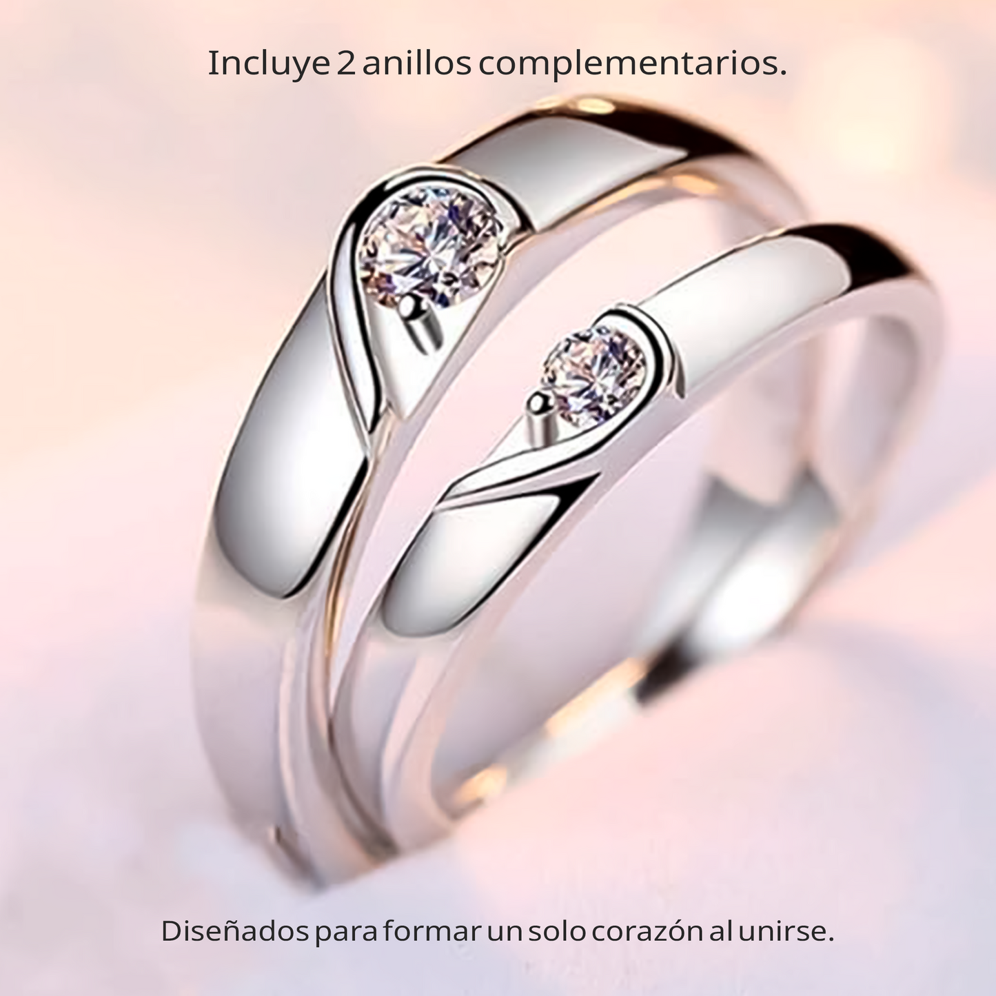 Set de 2 anillos HeartBond™ ajustable para parejas - Caja de Compras