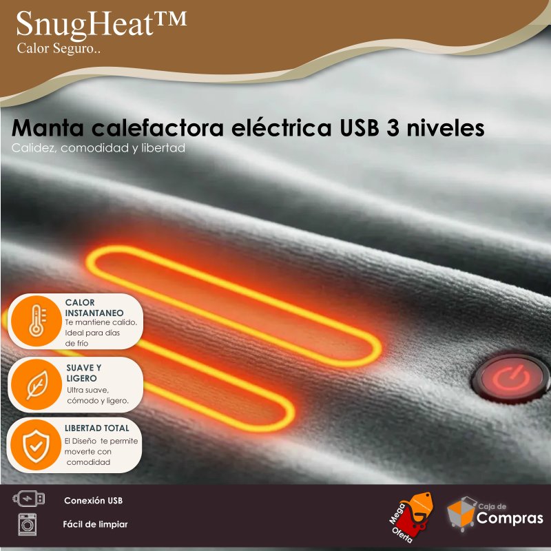 Manta Térmica Eléctrica USB Tipo Poncho - SnugHeat™