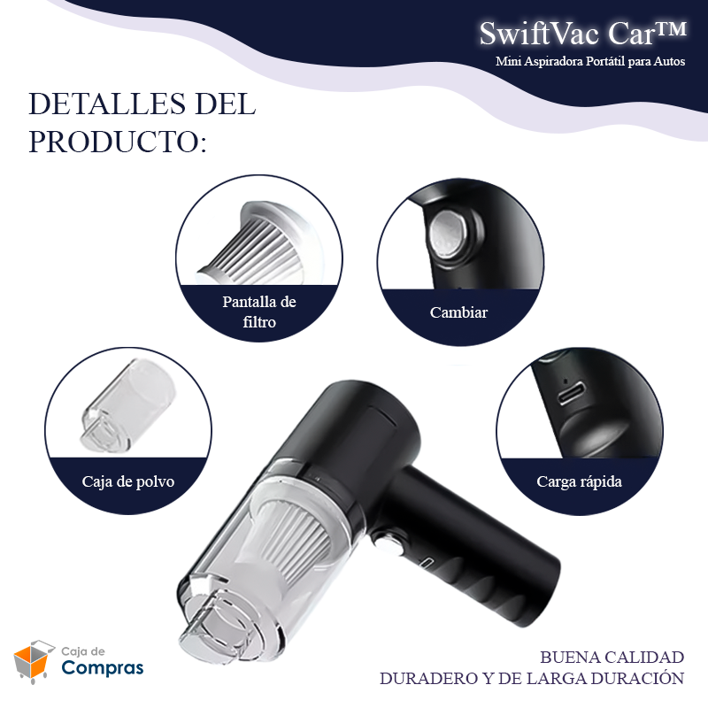 SwiftVac Car™ - Mini Aspiradora Portátil para Autos - Caja de Compras